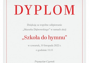 SZKOŁA DO HYMNU - DYPLOM