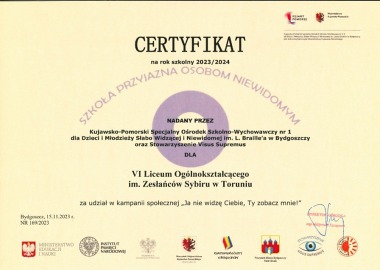 CERTYFIKAT 2023